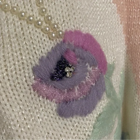 Vintage embellished wrap sweater size M - Picture 7 of 13